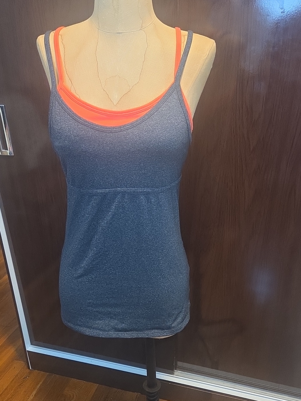 GAP Charcoal Gray Tank with Neon Orange Layer